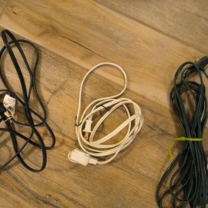 Source Unknown Black, White and Dark Green Power Cords Bundle